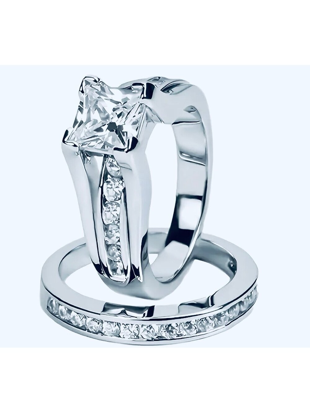 New - Gorgeous Stainless Steel w/Zirconia Engagement Style Ring - Size 7